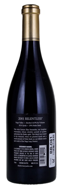 2001 Shafer Vineyards Relentless, 750ml
