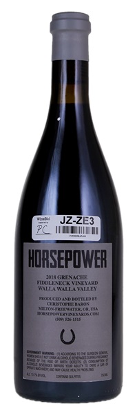 2018 Horsepower Vineyards Fiddleneck Vineyard Grenache, 750ml