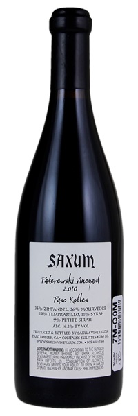 2010 Saxum Paderewski Vineyard, 750ml