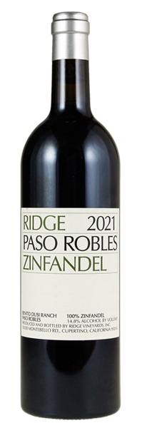 2021 Ridge Paso Robles Zinfandel, 750ml