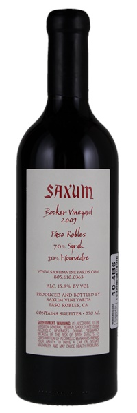 2009 Saxum Booker Vineyard, 750ml