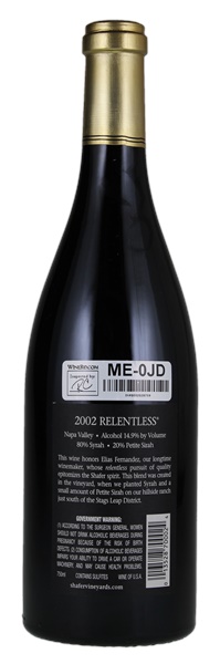 2002 Shafer Vineyards Relentless, 750ml