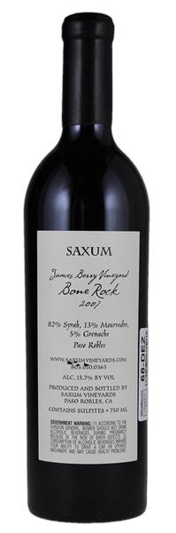 2007 Saxum James Berry Vineyard Bone Rock Syrah, 750ml