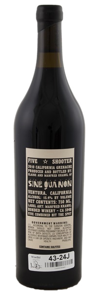 2010 Sine Qua Non Five Shooter Grenache, 750ml