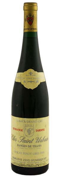 1988 Zind-Humbrecht Pinot Gris Rangen de Thann Clos St. Urbain Vendange Tardive, 750ml