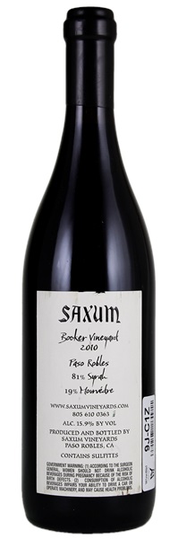 2010 Saxum Booker Vineyard, 750ml