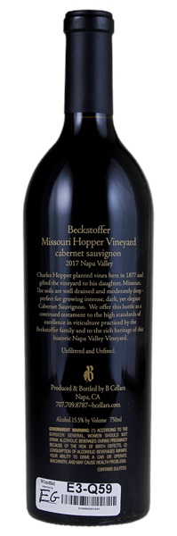 2017 B Cellars Beckstoffer Missouri Hopper Vineyard Cabernet Sauvignon, 750ml