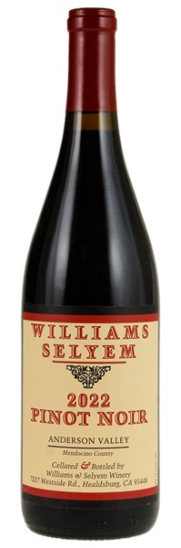 2022 Williams Selyem Anderson Valley Pinot Noir, 750ml