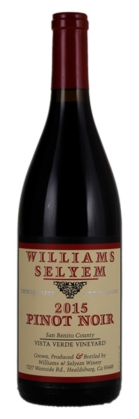 2015 Williams Selyem Vista Verde Vineyard Pinot Noir, 750ml