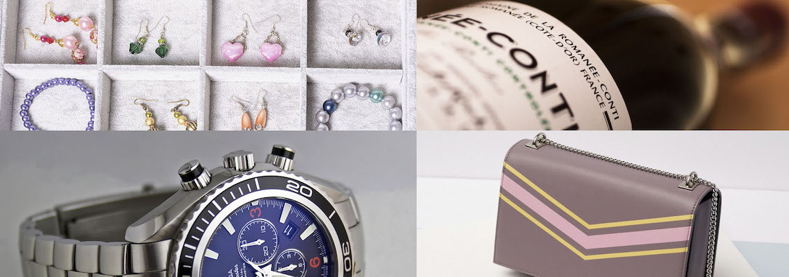 Banner-image of luxury items: Luxury recommerce, wine resale, and millenials