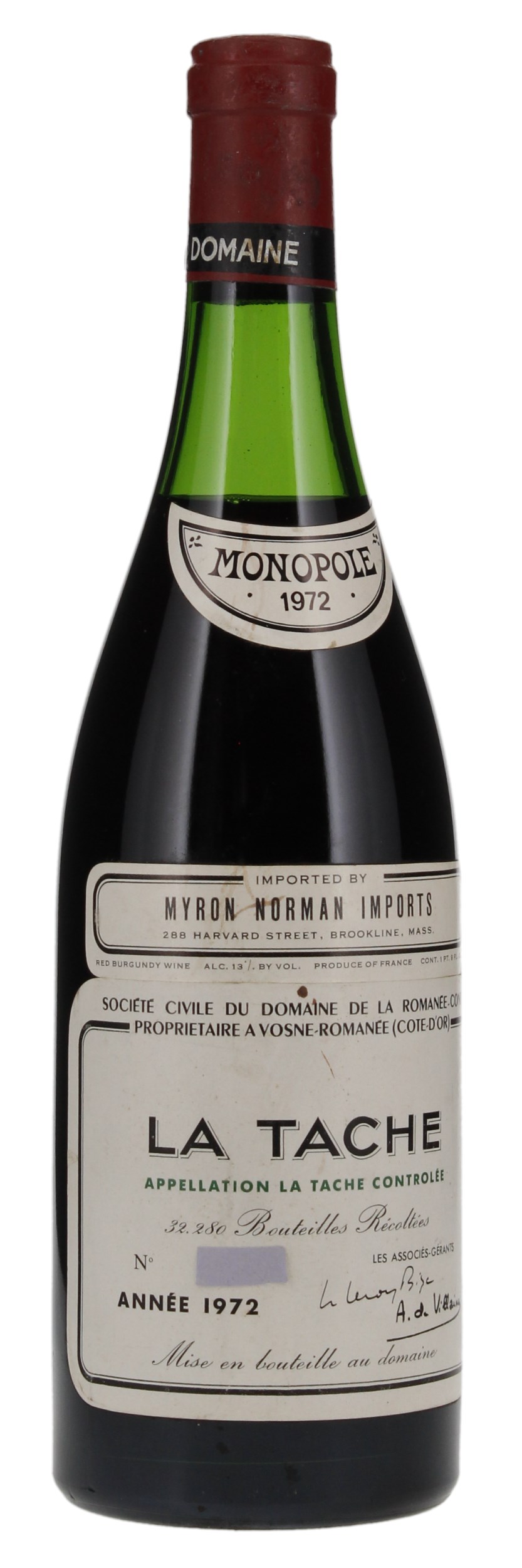 1972 Domaine de la Romanee-Conti La Tache, 750ml