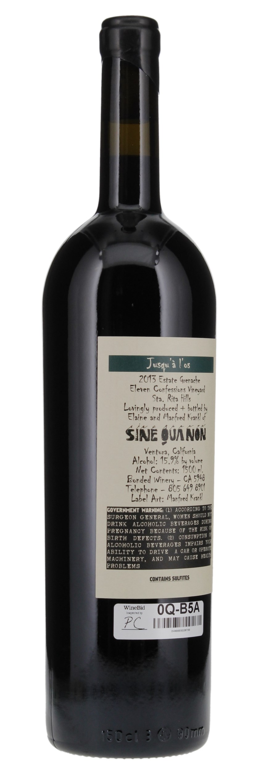 2013 Sine Qua Non Jusqu'à l'os Grenache, 1.5ltr