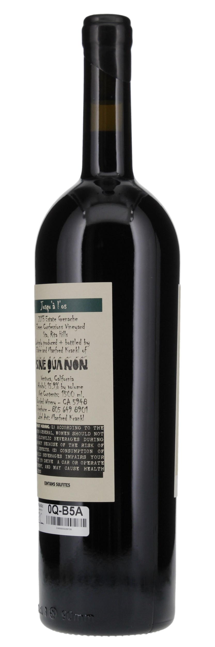 2013 Sine Qua Non Jusqu'à l'os Grenache, 1.5ltr