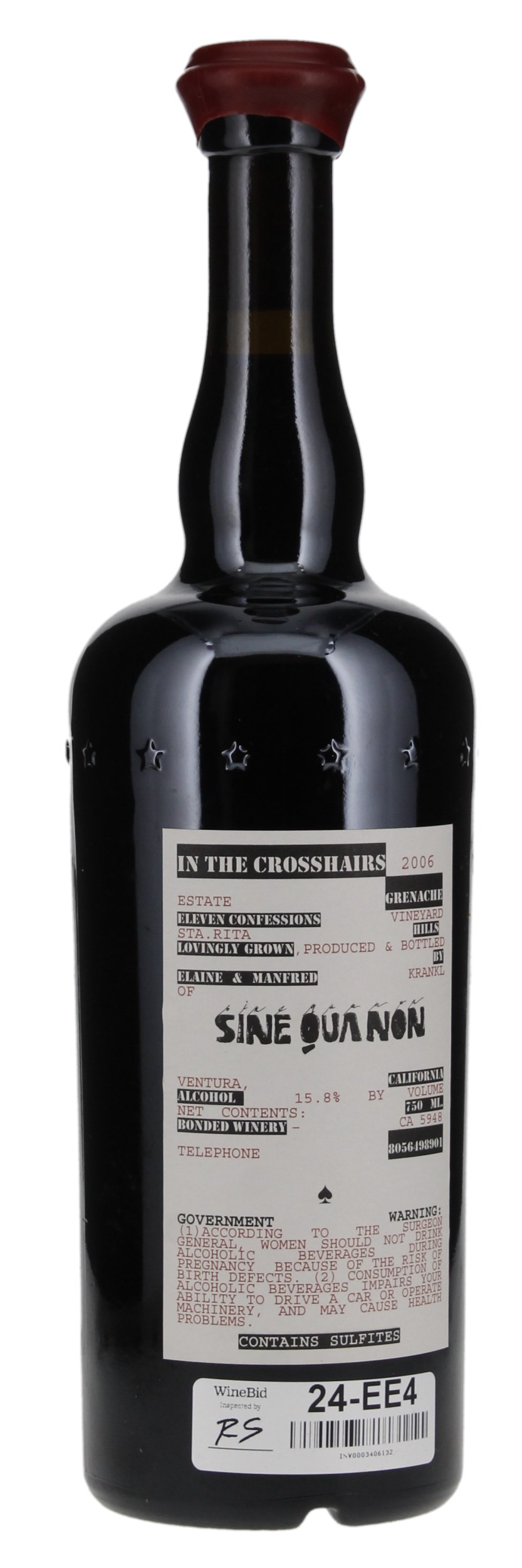 2006 Sine Qua Non In The Crosshairs Grenache, 750ml