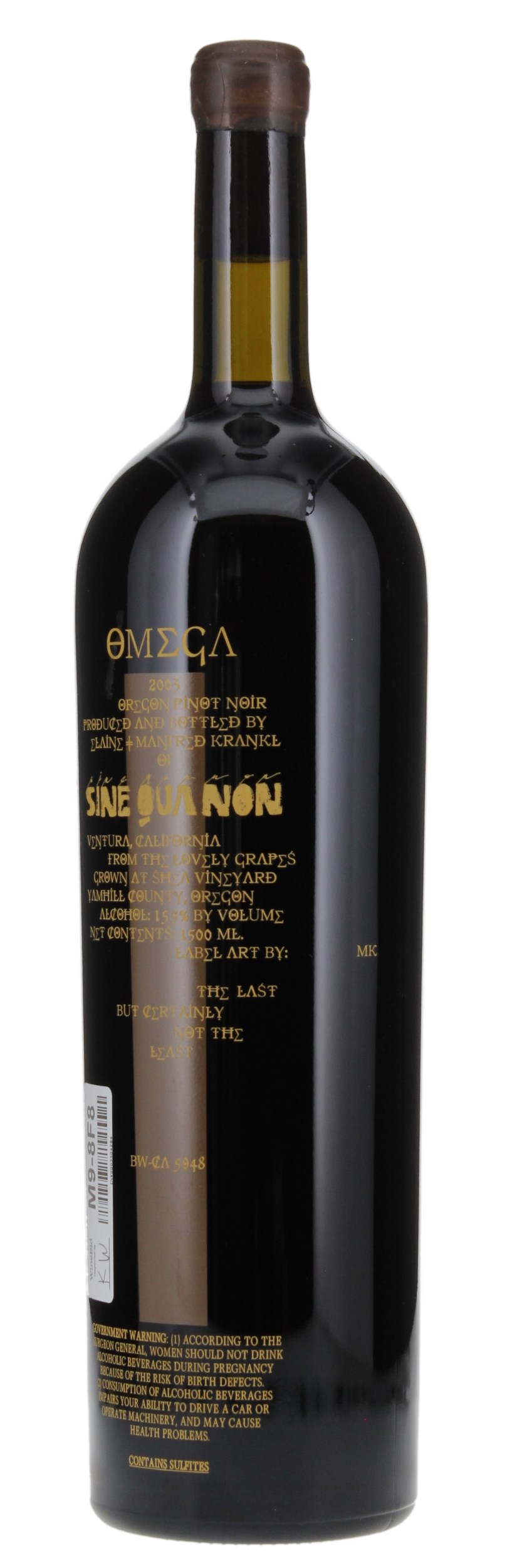 2003 Sine Qua Non Omega Shea Vineyard Pinot Noir, 1.5ltr