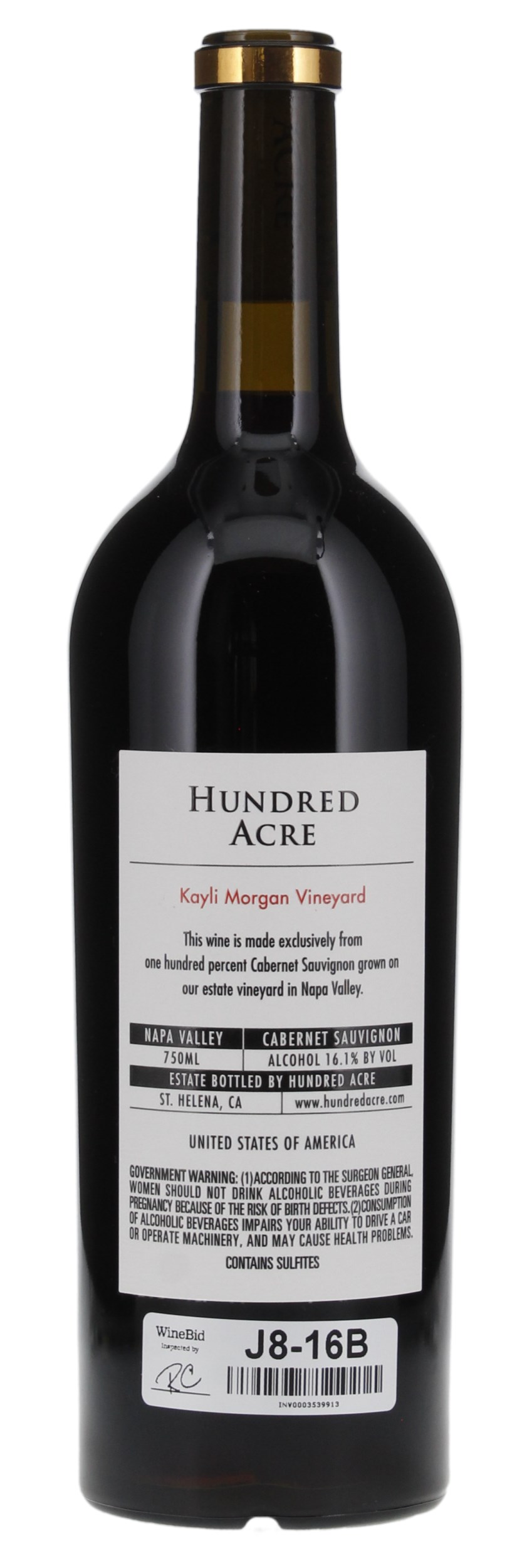 2017 Hundred Acre Kayli Morgan Vineyard Cabernet Sauvignon, 750ml