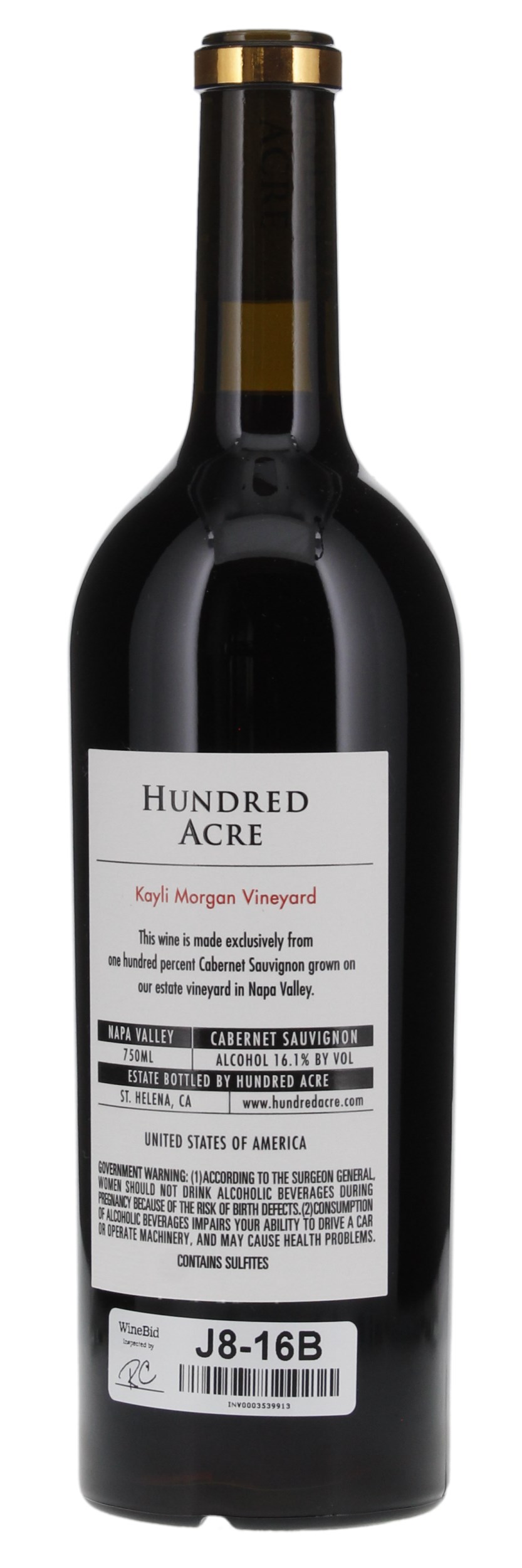 2017 Hundred Acre Kayli Morgan Vineyard Cabernet Sauvignon, 750ml