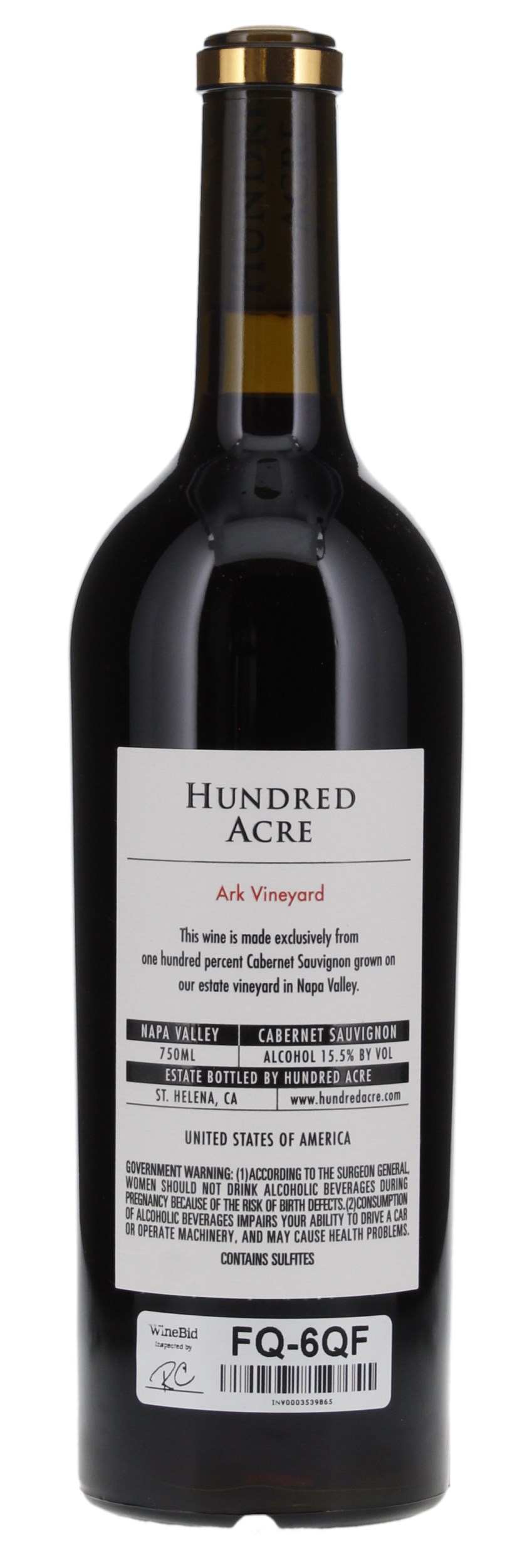 2017 Hundred Acre The Ark Vineyard Cabernet Sauvignon, 750ml