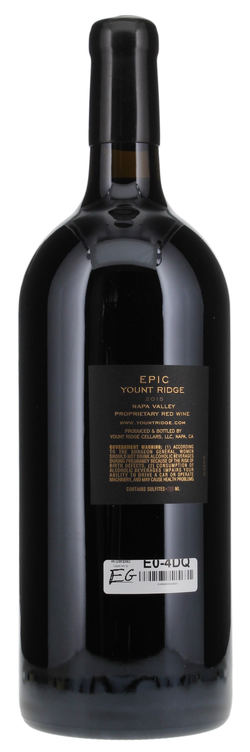 2015 Yount Ridge Epic Reserve Cabernet Sauvignon, 3.0ltr