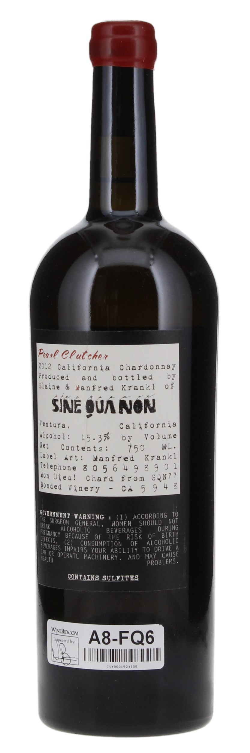 2012 Sine Qua Non Pearl Clutcher Chardonnay, 750ml