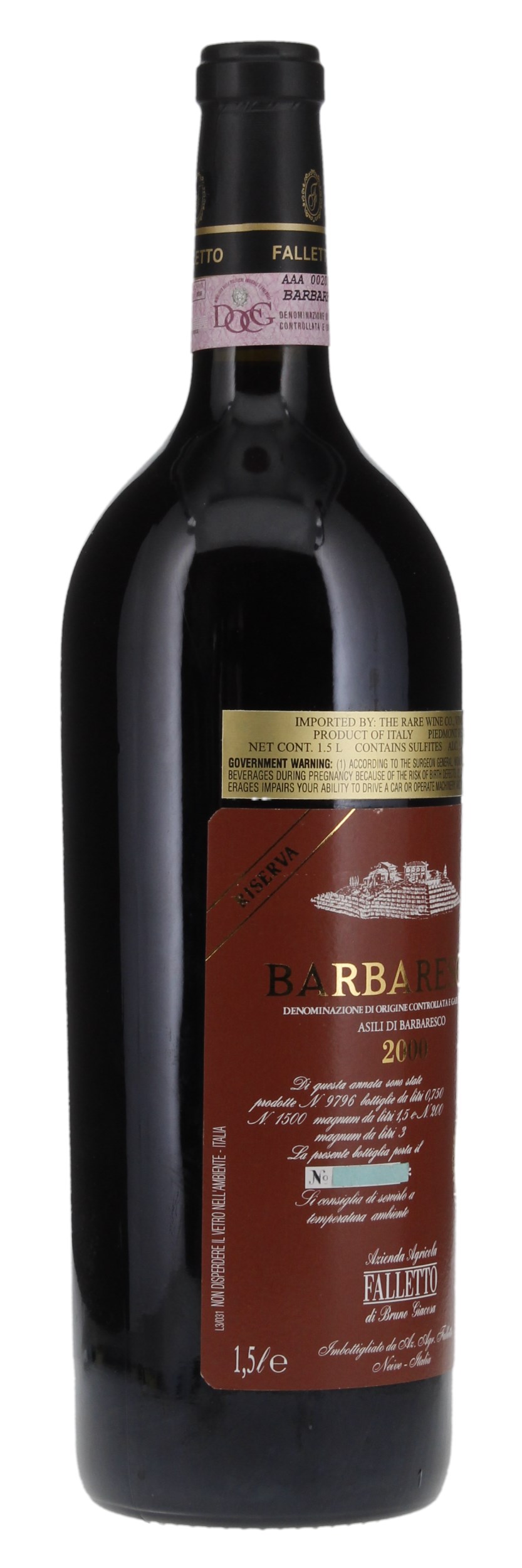 2000 Bruno Giacosa Barbaresco Falletto Asili Riserva, 1.5ltr