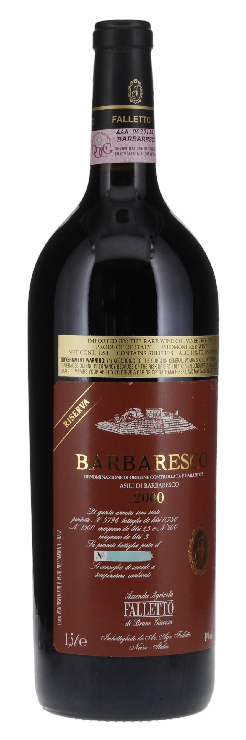 2000 Bruno Giacosa Barbaresco Falletto Asili Riserva, 1.5ltr