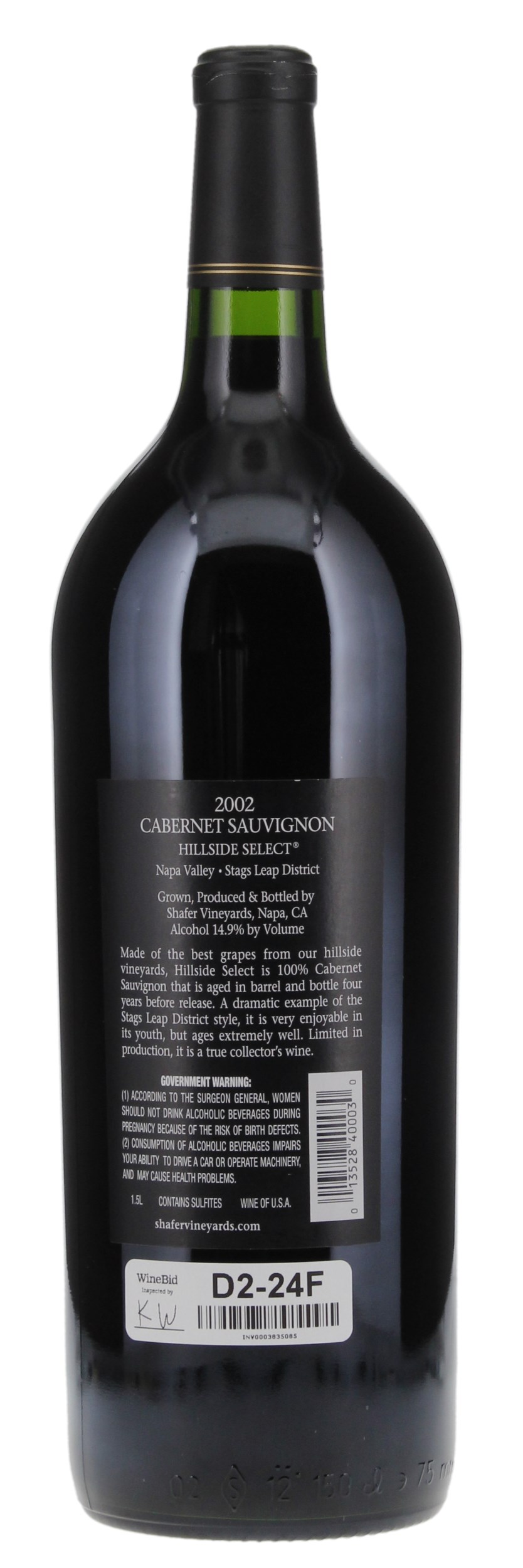 2002 Shafer Vineyards Hillside Select Cabernet Sauvignon, 1.5ltr