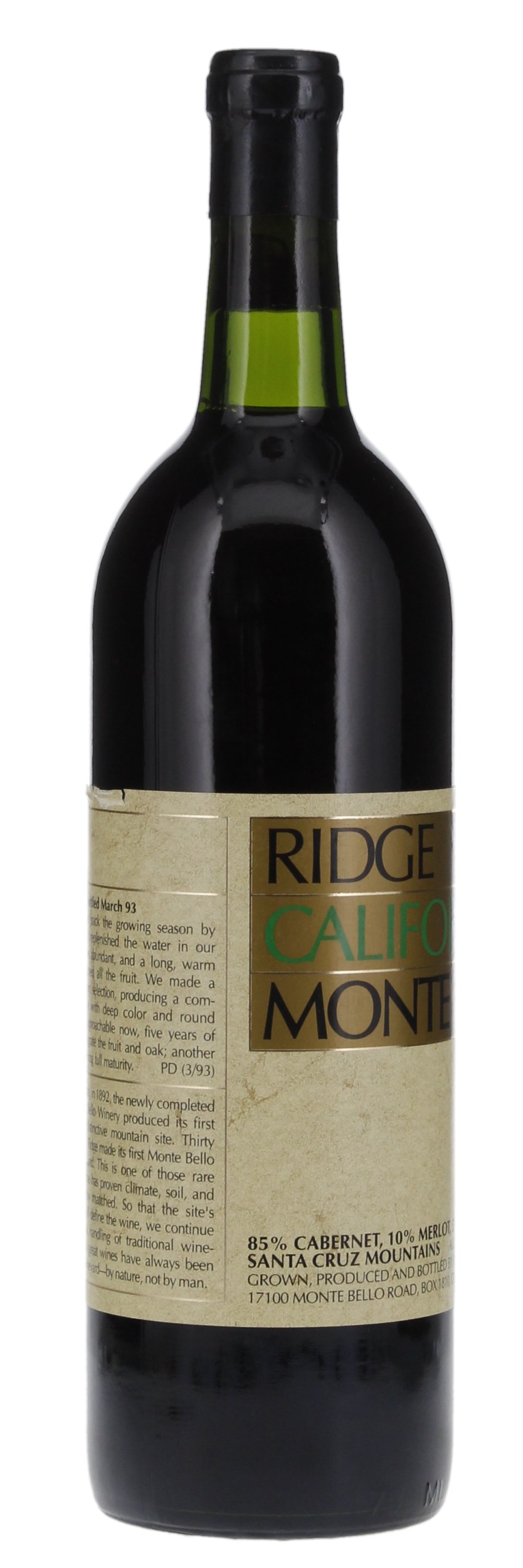1991 Ridge Monte Bello, 750ml