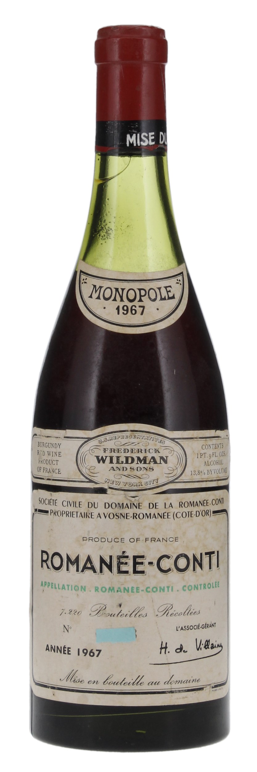 1967 Domaine de la RomaneeConti RomaneeConti Pinot Noir Grand Cru WineBid Wine for Sale