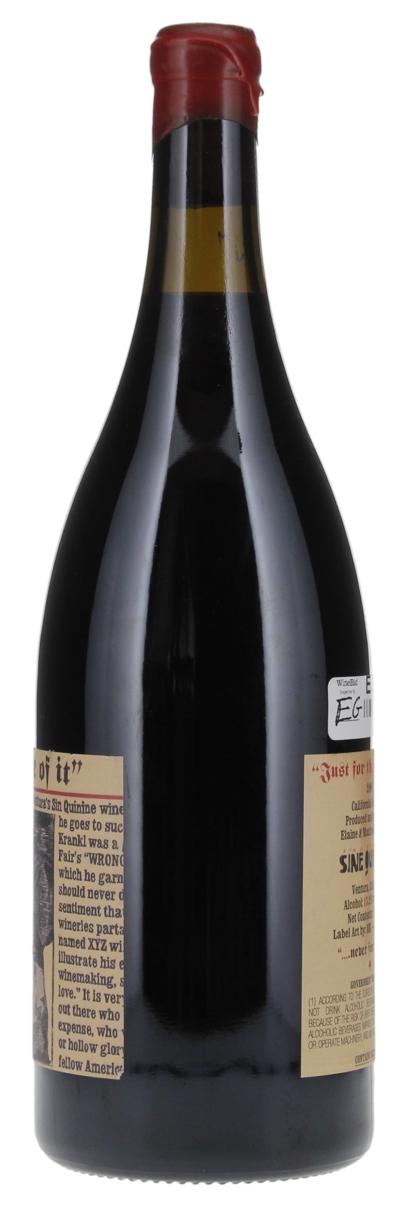 2002 Sine Qua Non Just For The Love Of It Syrah, 1.5ltr