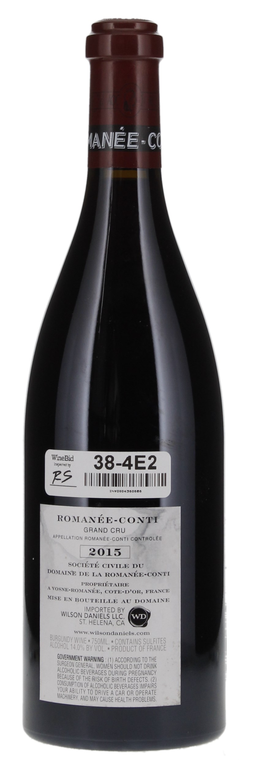 2015 Domaine de la Romanee-Conti Romanee-Conti, 750ml