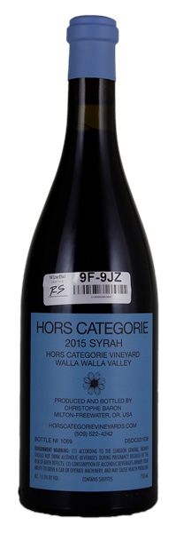 2015 Hors Categorie Hors Categorie Vineyard Syrah, 750ml