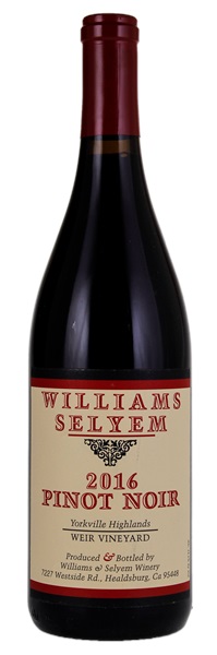 2016 Williams Selyem Weir Vineyard Pinot Noir, 750ml