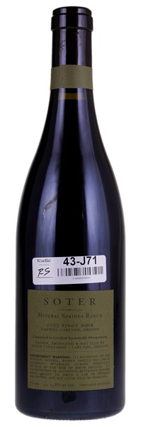 2012 Soter Mineral Springs Ranch Pinot Noir, 750ml