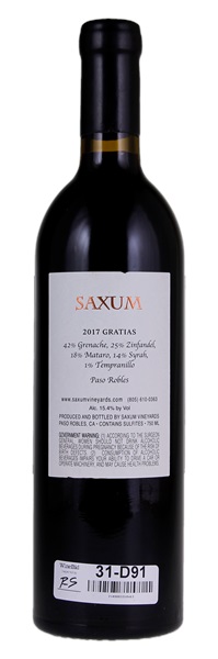 2017 Saxum Gratias, 750ml