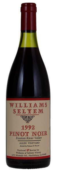 1992 Williams Selyem Allen Vineyard Pinot Noir, 750ml