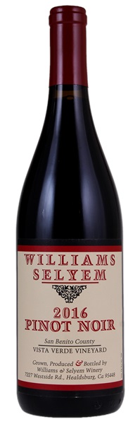 2016 Williams Selyem Vista Verde Vineyard Pinot Noir, 750ml