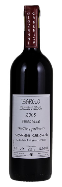 2008 Giovanni Canonica Barolo Paiagallo, 750ml