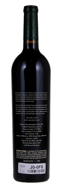 2015 Bell Wine Cellars Clone 6 Unfiltered Cabernet Sauvignon, 750ml