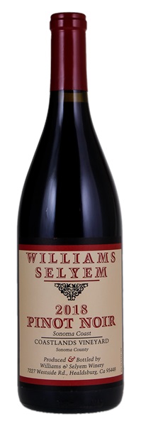 2018 Williams Selyem Coastlands Vineyard Pinot Noir, 750ml
