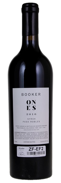 2016 Booker Vineyard Ones Syrah, 750ml