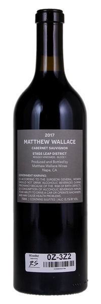 2017 Matthew Wallace Wines Regusci Vineyards Block 1 Cabernet Sauvignon, 750ml