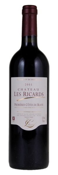 2003 Château Les Ricards, 750ml