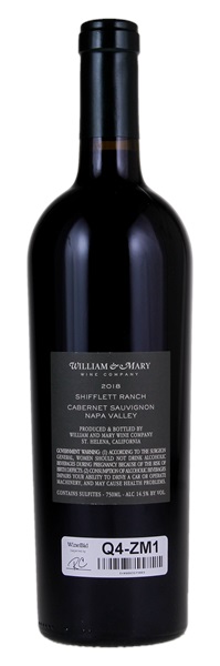 2018 William & Mary Wine Company Shifflett Ranch Cabernet Sauvignon, 750ml