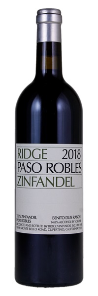 2018 Ridge Paso Robles Zinfandel, 750ml