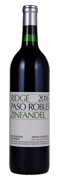 2016 Ridge Paso Robles Zinfandel, 750ml