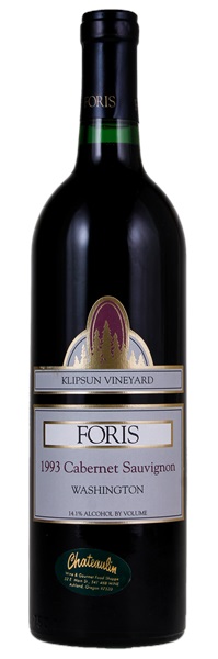 1993 Foris Vineyards Klipsun Vineyard Cabernet Sauvignon, 750ml