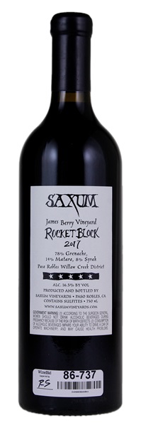 2017 Saxum James Berry Vineyard Rocket Block, 750ml