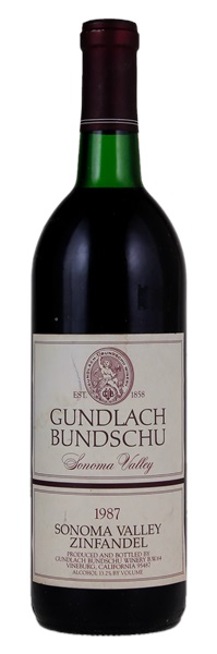 1987 Gundlach Bundschu Zinfandel, 750ml