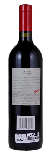 2001 Penfolds RWT (Red Wine Trials) Shiraz, 750ml